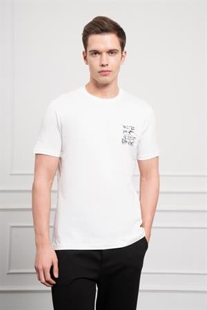 Morven Erkek Ekru Trend Bisiklet Yaka Dinamik Fit Pamuk T-Shirt