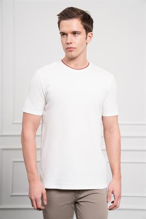 Morven Erkek Ekru Trend Bisiklet Yaka Dinamik Fit T-Shirt