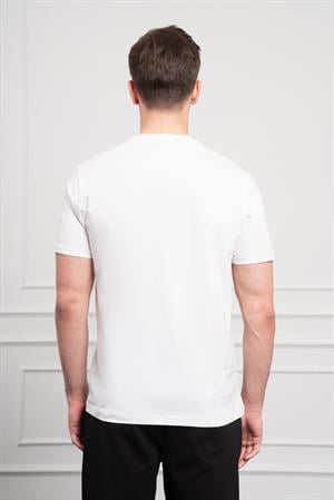 Morven Erkek Ekru Trend Bisiklet Yaka Dinamik Fit Pamuk T-Shirt