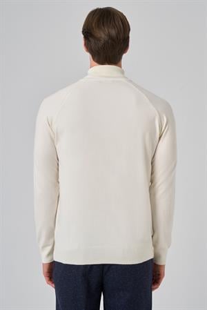 Morven Erkek Ekru Trend Core Spun Balıkçı Yaka Dynamic Fit Rahat Kesim Triko