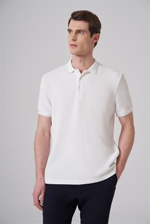 Morven Erkek Ekru Trend Desenli Polo Yaka Tshirt