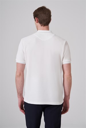 Morven Erkek Ekru Trend Desenli Polo Yaka Tshirt