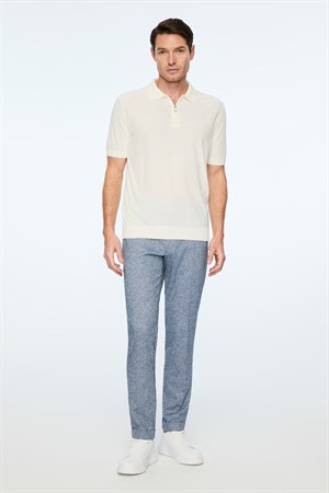 Morven Erkek Ekru Trend Polo Yaka Rayon Triko T-Shirt