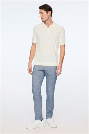 Morven Erkek Ekru Trend Polo Yaka Rayon Triko T-Shirt