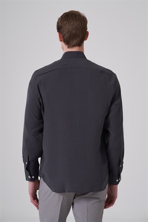 Morven Erkek Füme Dynamic Fit Düğmeli Yaka Gömlek Modal