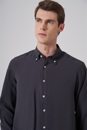 Morven Erkek Füme Dynamic Fit Düğmeli Yaka Gömlek Modal