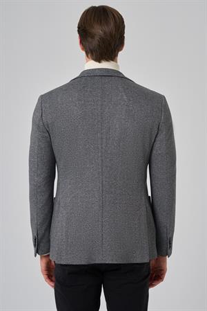 Morven Erkek Füme Örme Trend Desenli Slim Fit Mono Yaka Ceket