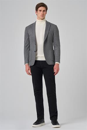 Morven Erkek Füme Örme Trend Desenli Slim Fit Mono Yaka Ceket