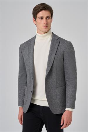 Morven Erkek Füme Örme Trend Desenli Slim Fit Mono Yaka Ceket