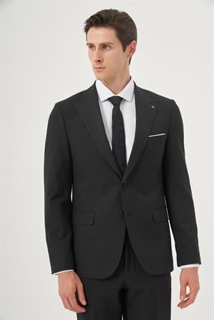 Morven Erkek Füme Poliviskon Basic Slim Fit Sivri Yaka Takım Elbise