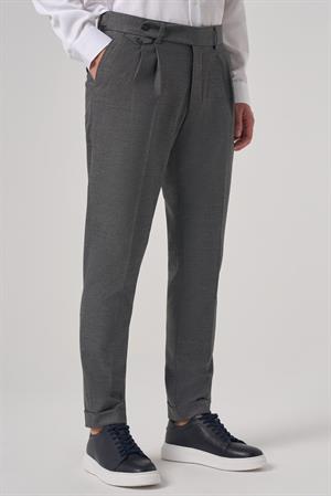 Morven Erkek Füme Poliviskon Trend Desenli Slim Fit Çift Pile Pantolon