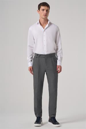 Morven Erkek Füme Poliviskon Trend Desenli Slim Fit Çift Pile Pantolon