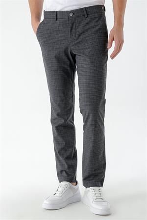 Morven Erkek Füme Poliviskon Trend Ekoseli Slim Fit Classic Pantolon