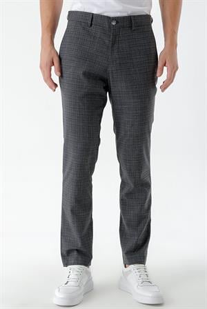 Morven Erkek Füme Poliviskon Trend Ekoseli Slim Fit Classic Pantolon
