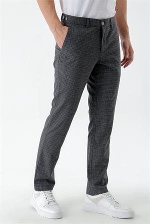 Morven Erkek Füme Poliviskon Trend Ekoseli Slim Fit Classic Pantolon