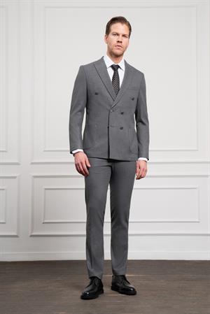 Morven Erkek Füme Trend Kruvaze Slim Fit Dar Kesim Sivri Yaka Takım Elbise