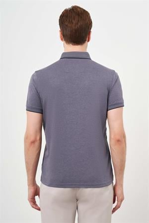 Morven Erkek Füme Trend Merserize Düz Düğmeli Yaka Dynamic Fit T-Shirt