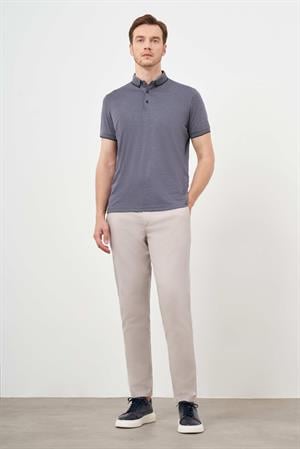 Morven Erkek Füme Trend Merserize Düz Düğmeli Yaka Dynamic Fit T-Shirt
