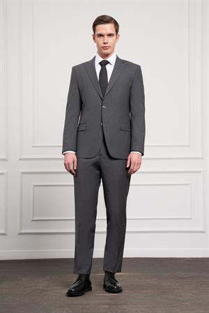 Morven Erkek Füme Trend Yünlü Dynamic Fit Mono Yaka Takım Elbise