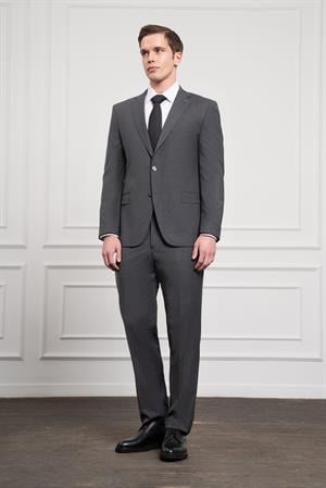 Morven Erkek Füme Trend Yünlü Dynamic Fit Mono Yaka Takım Elbise