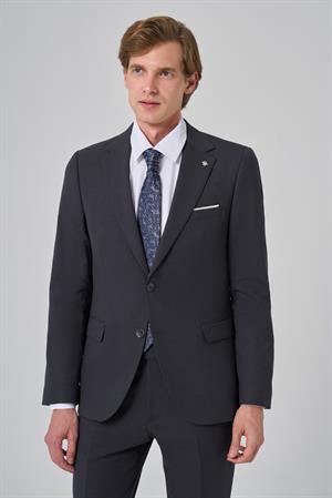 Morven Erkek Füme Yünlü Slim Fit Mono Yaka Takım Elbise