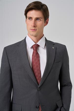 Morven Erkek Füme Yünlü Trend Desenli Dynamic Fit Takım Elbise