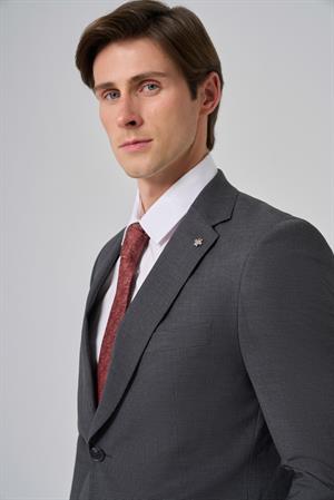 Morven Erkek Füme Yünlü Trend Desenli Dynamic Fit Takım Elbise