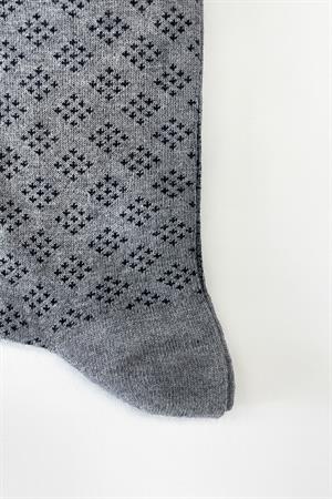 Morven Erkek Gri Bambu Desenli Soket Çorap