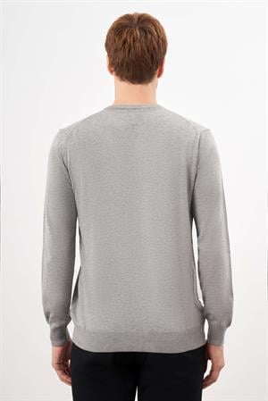 Morven Erkek Gri Basic Bisiklet Yaka Dynamic Fit Rahat Kesim Triko