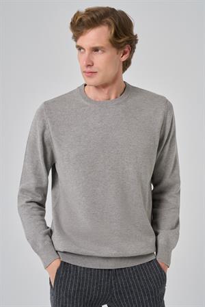 Morven Erkek Gri Basic Bisiklet Yaka Dynamic Fit Rahat Kesim Triko