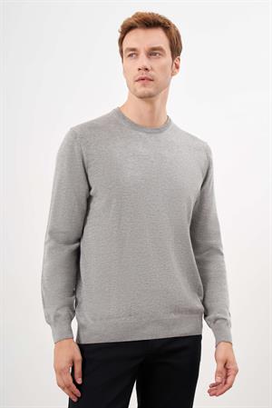 Morven Erkek Gri Basic Bisiklet Yaka Dynamic Fit Rahat Kesim Triko