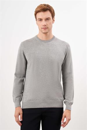 Morven Erkek Gri Basic Bisiklet Yaka Dynamic Fit Rahat Kesim Triko