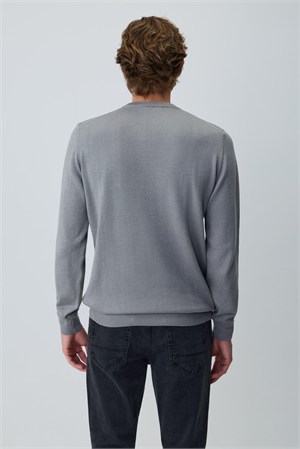 Morven Erkek Gri Basic Bisiklet Yaka Triko