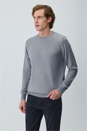 Morven Erkek Gri Basic Bisiklet Yaka Triko