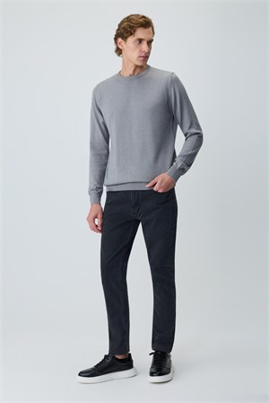 Morven Erkek Gri Basic Bisiklet Yaka Triko