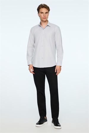 Morven Erkek Gri Basic Regular Fit Sert Yaka Gömlek