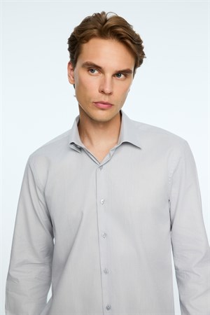 Morven Erkek Gri Basic Regular Fit Sert Yaka Gömlek