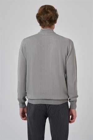 Morven Erkek Gri Basic Yarım Balıkçı Yaka Dynamic Fit Rahat Kesim Triko