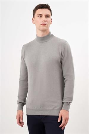 Morven Erkek Gri Basic Yarım Balıkçı Yaka Dynamic Fit Rahat Kesim Triko