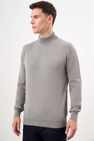 Morven Erkek Gri Basic Yarım Balıkçı Yaka Dynamic Fit Rahat Kesim Triko