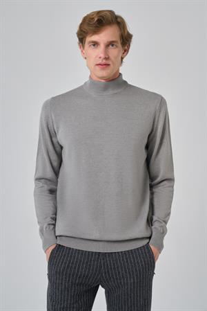 Morven Erkek Gri Basic Yarım Balıkçı Yaka Dynamic Fit Rahat Kesim Triko