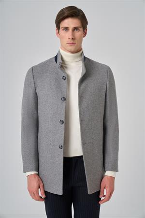 Morven Erkek Gri Düz Hakim Yaka Dynamic Fit Kaban