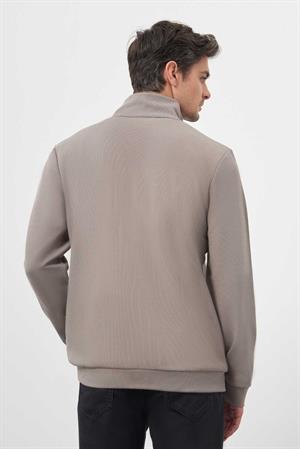 Morven Erkek Gri Fermuarlı Bato Yaka Sweat-Shirt