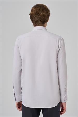 Morven Erkek Gri Slim Fit Sert Yaka Gömlek