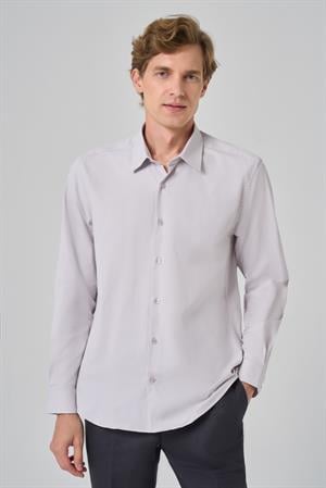 Morven Erkek Gri Slim Fit Sert Yaka Gömlek