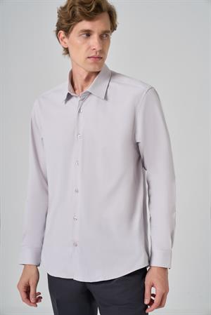 Morven Erkek Gri Slim Fit Sert Yaka Gömlek