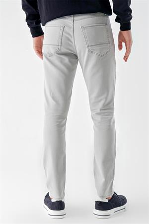 Morven Erkek Gri Mevsimlik Pamuk 5 Cep Slim Fit Jean Pantolon