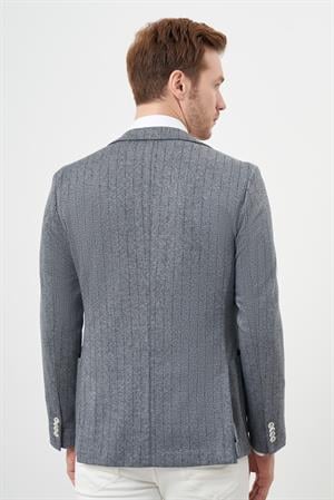 Morven Erkek Gri Örme Slim Fit Torba Cep Mono Yaka Spor Ceket