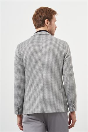 Morven Erkek Gri Örme Slim Fit Torba Cep Mono Yaka Spor Ceket