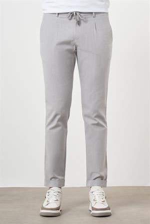 Morven Erkek Gri Pamuk Keten Trend İpli Jogger Slim Fit Spor Pantolon